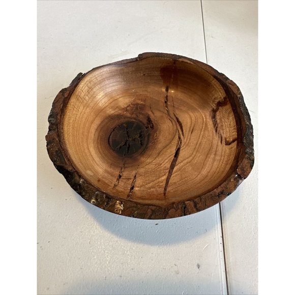 Small Cherry Natural Edge Bowl Through Holes 4.25” Across 1.5”T Handcrafted